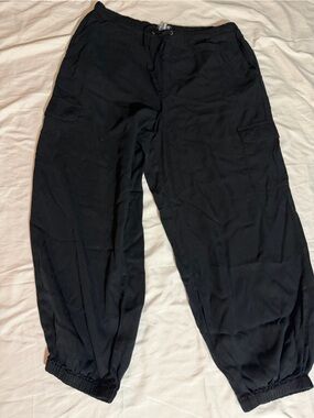 NYDJ Black Cargo Joggers with Elastic Cuffs, Drawstring Waist